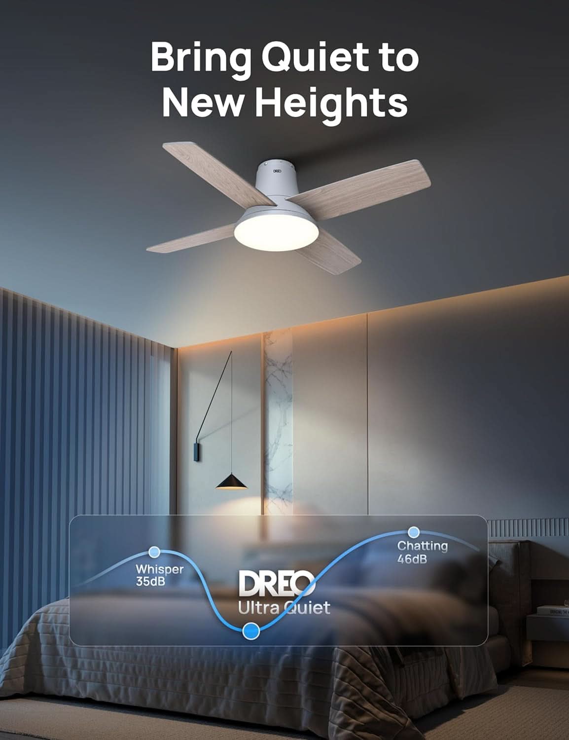 44 Inch Ceiling Fan With Lights White Remote Control