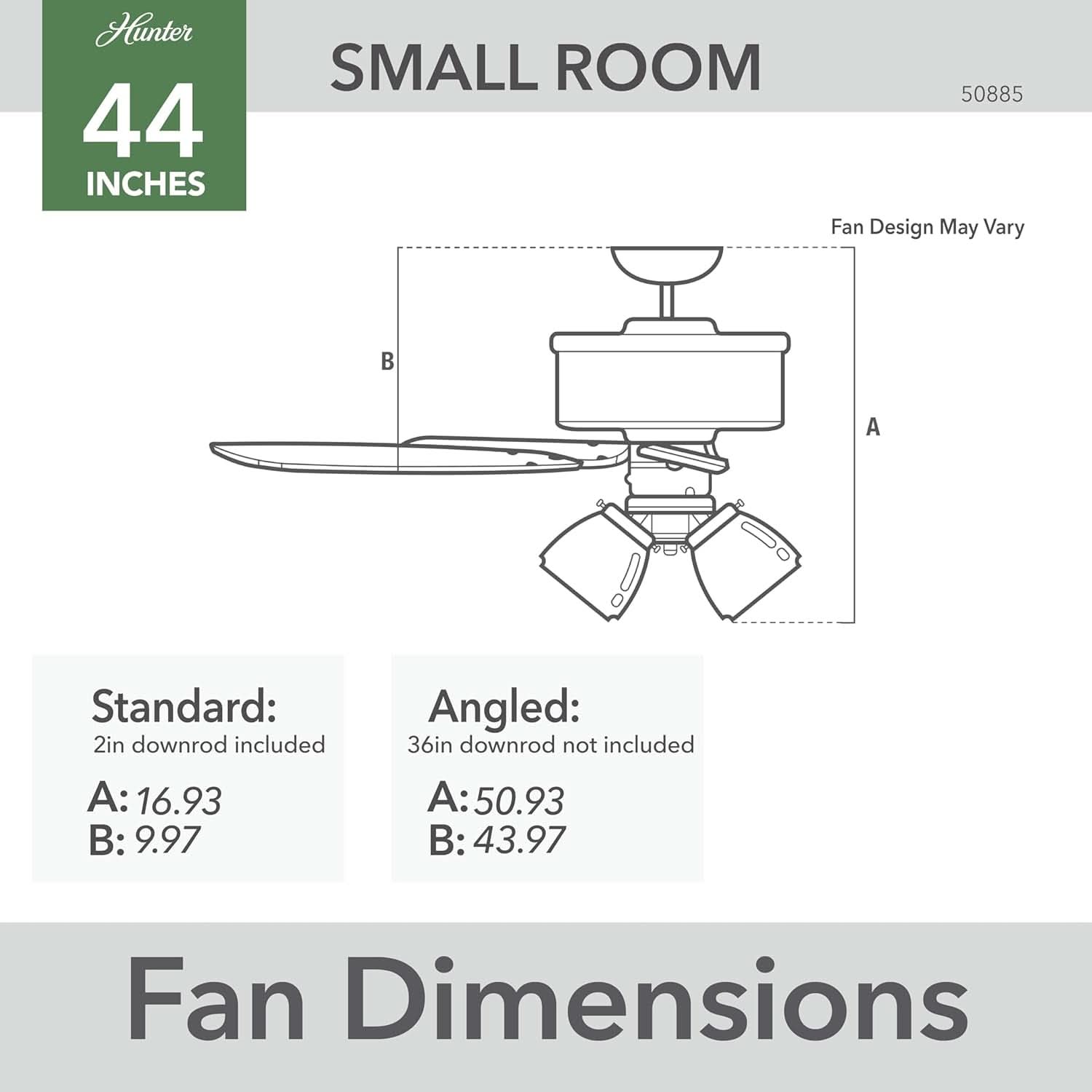 44 Inch Indoor Ceiling Fan With LED Lights Quiet Motor