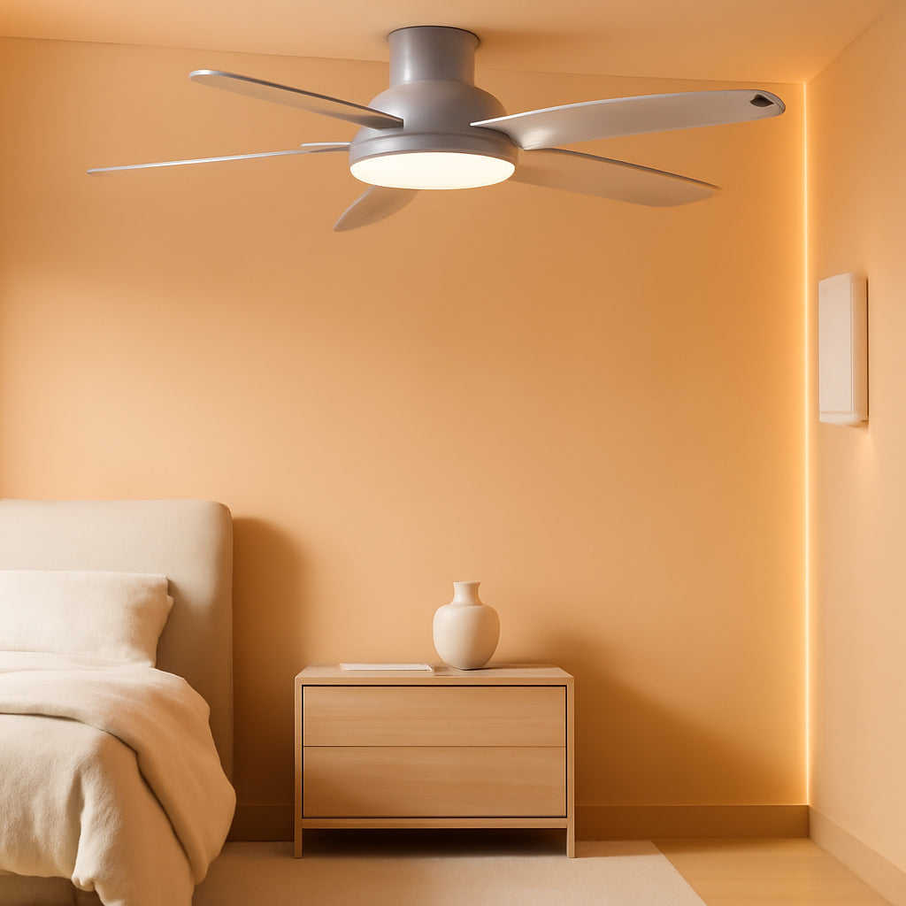 44 Inch Silver Ceiling Fan With Remote And Dimmable Lights