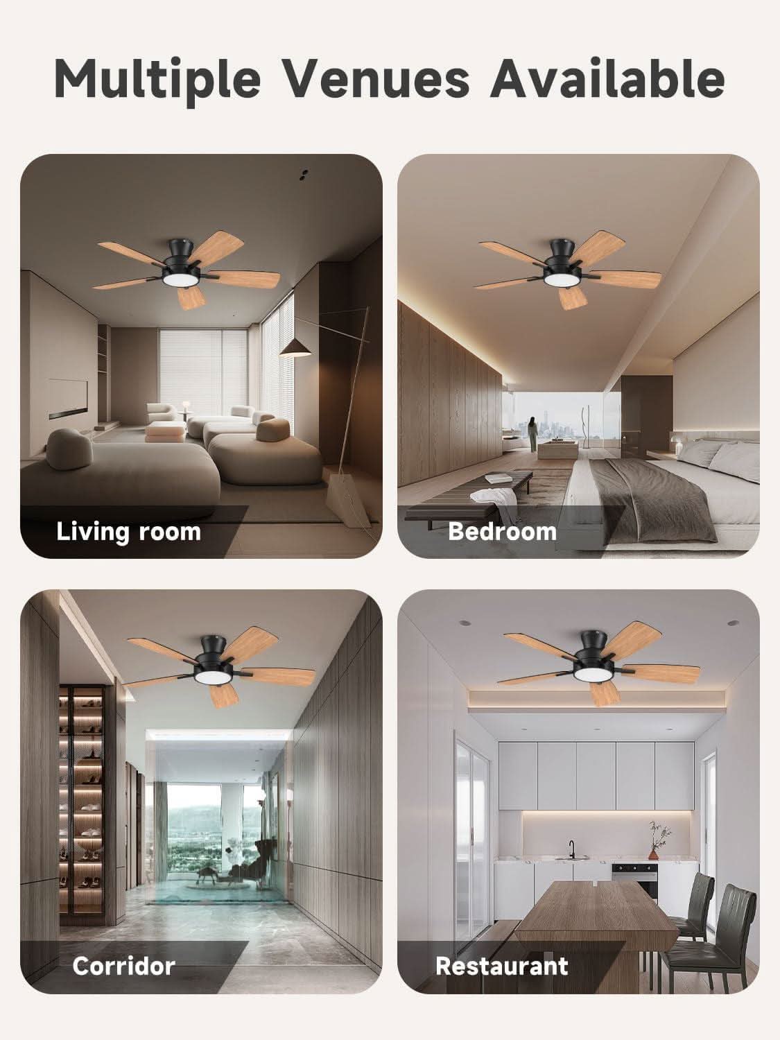 46 Inch Black Ceiling Fan With Remote Dimmable Light 3CCT