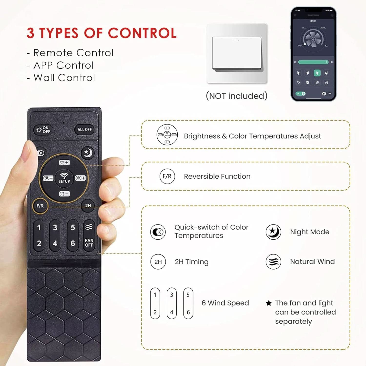 46 Inch Black Low Profile Ceiling Fan With Light Remote App