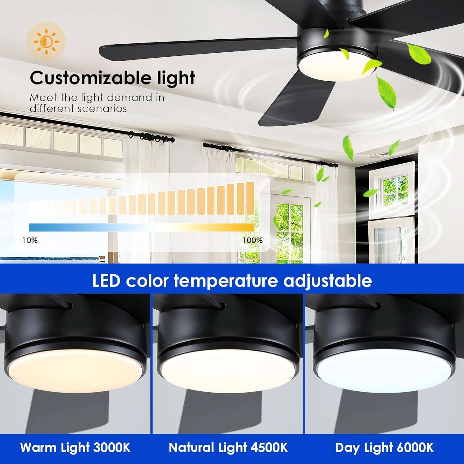 46 Inch DC Motor Ceiling Fan With Remote App Control