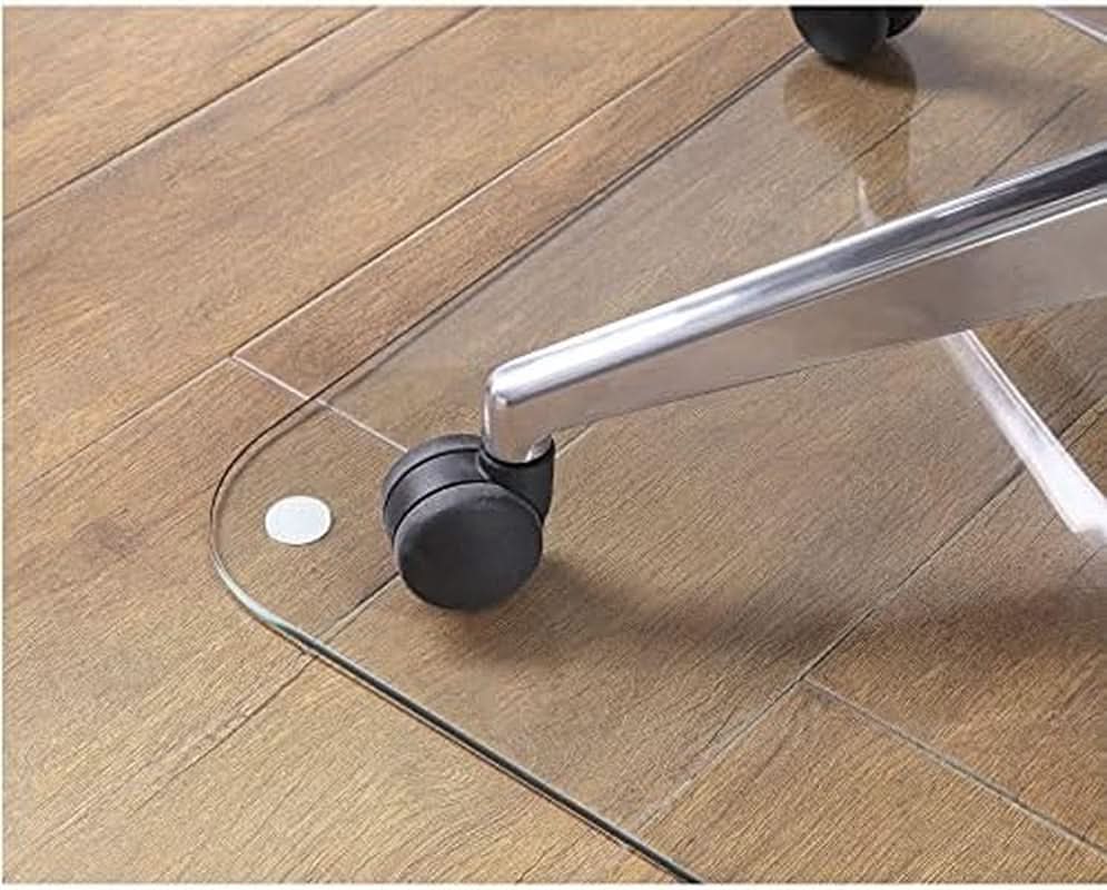 46 Inch Tempered Glass Office Chair Mat Protects Floors