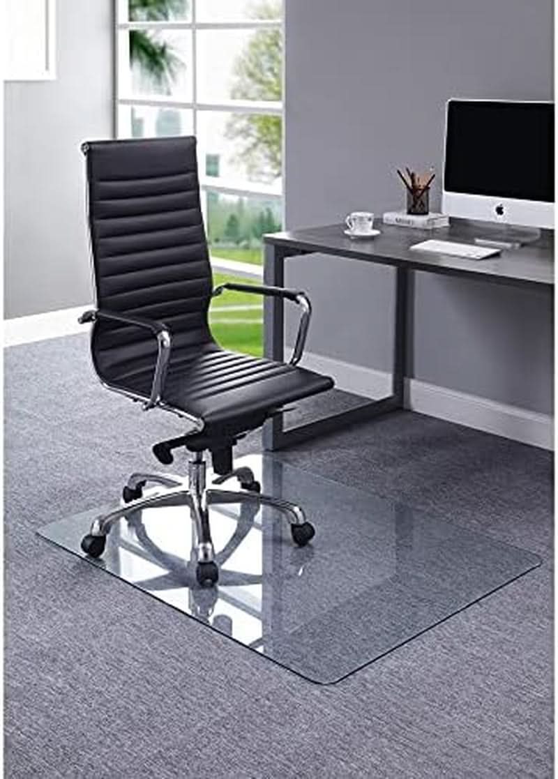 46 Inch Tempered Glass Office Chair Mat Protects Floors