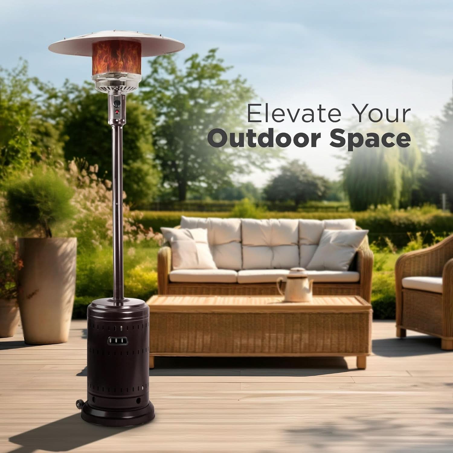 46,000 BTU Outdoor Patio Heater With Wheels Havana Bronze