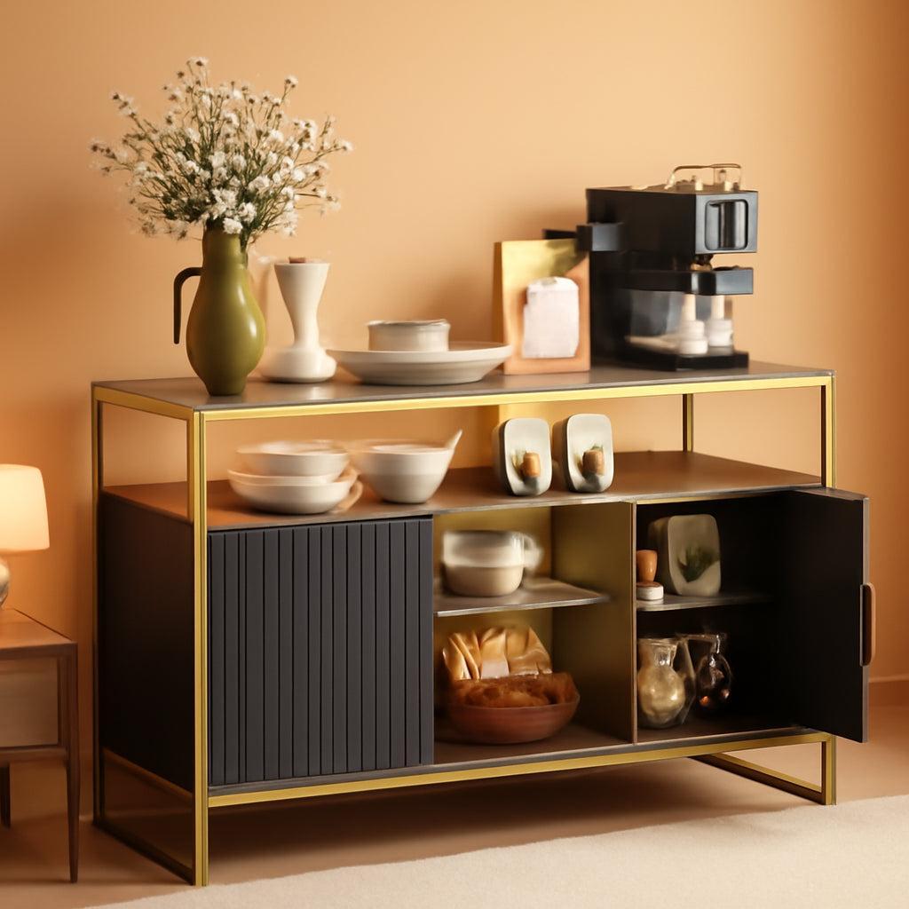 47-Inch Black Coffee Bar Cabinet With Power Outlet