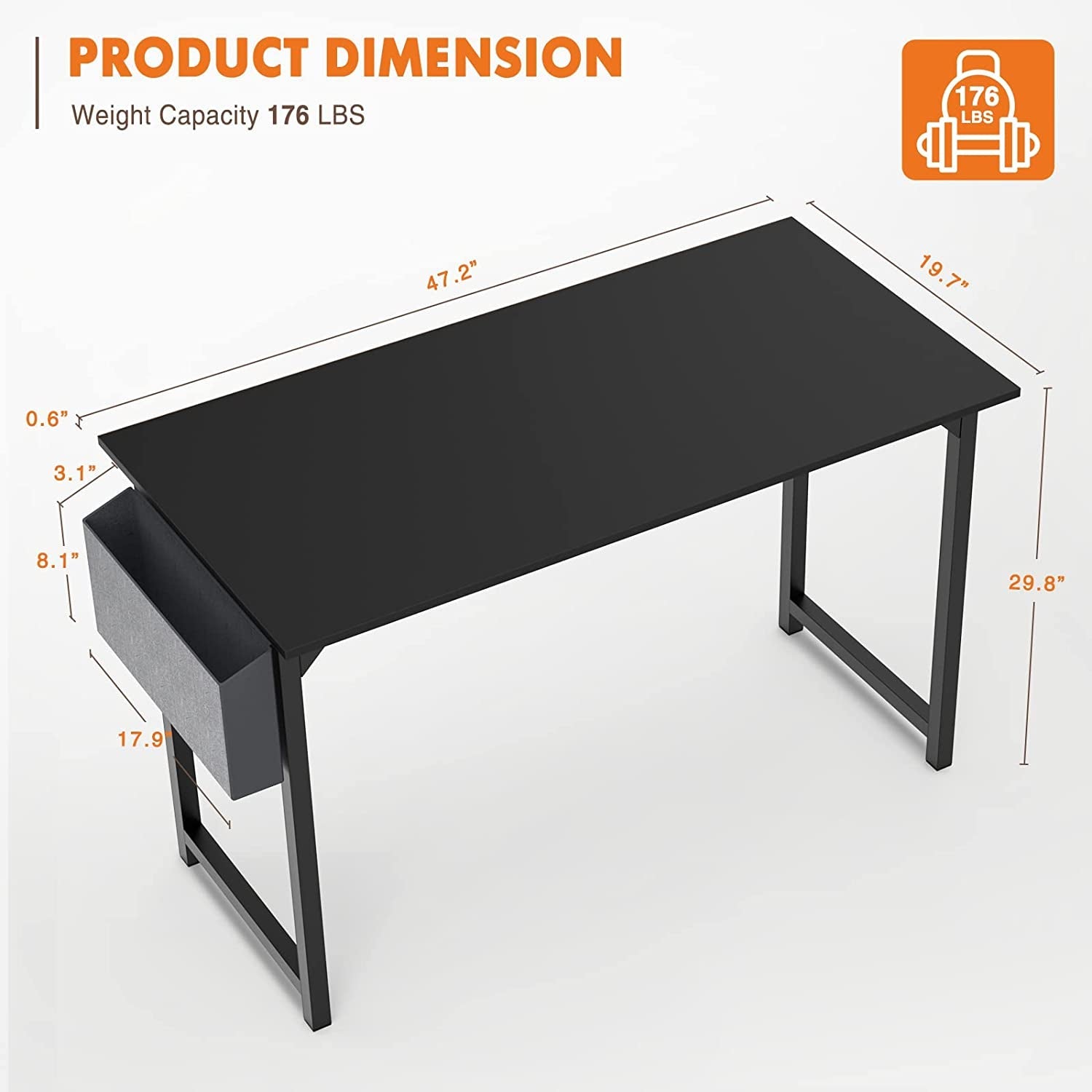 47 Inch Computer Desk For Two Monitors With Storage Bag