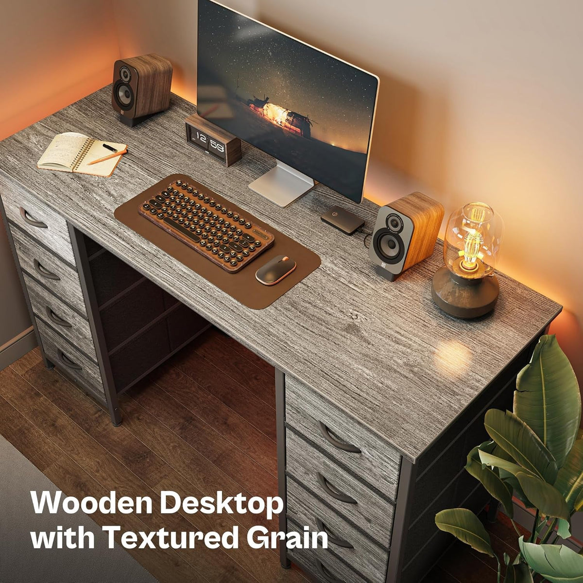 47-Inch Computer Desk With 8 Drawers For Home Office