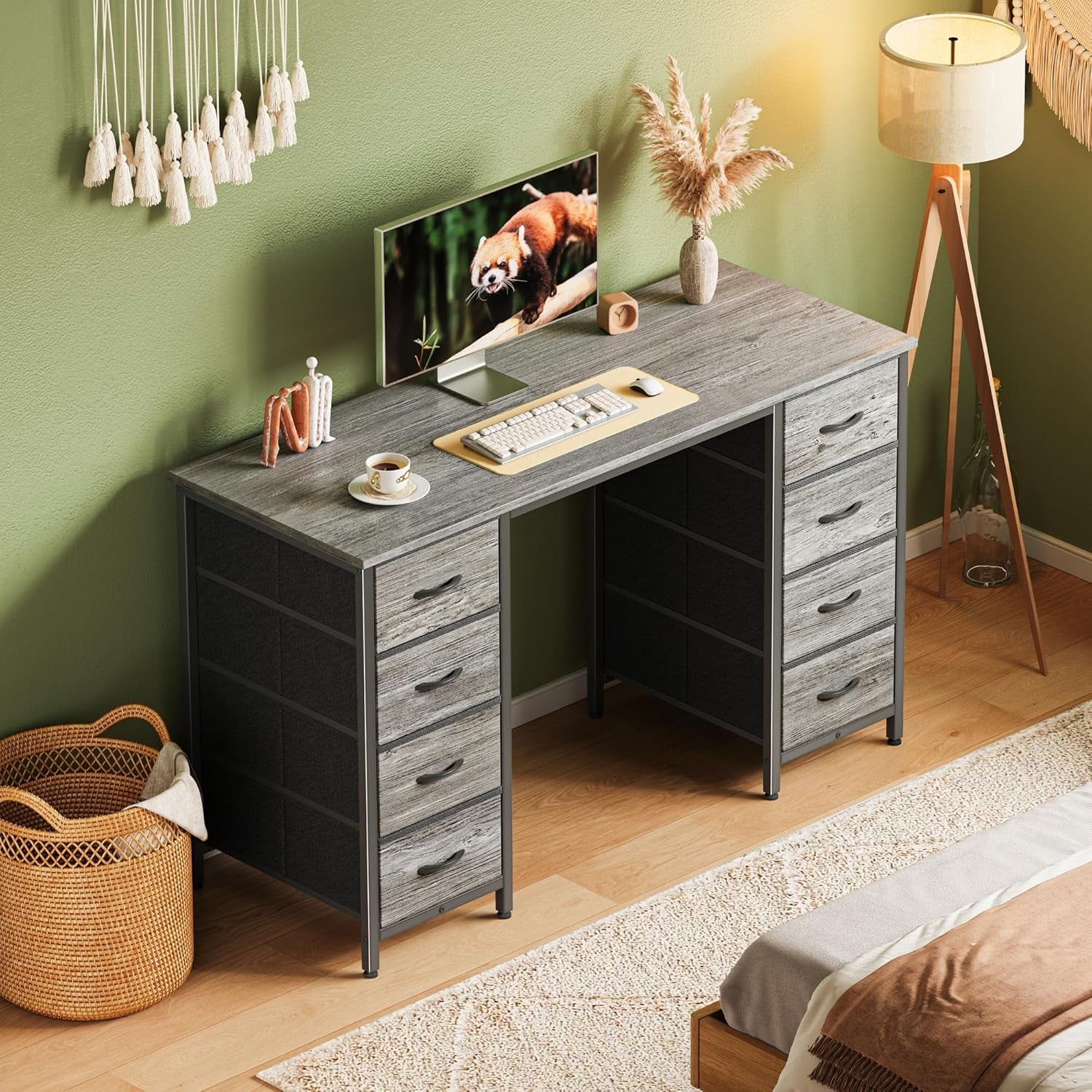 47-Inch Computer Desk With 8 Drawers For Home Office