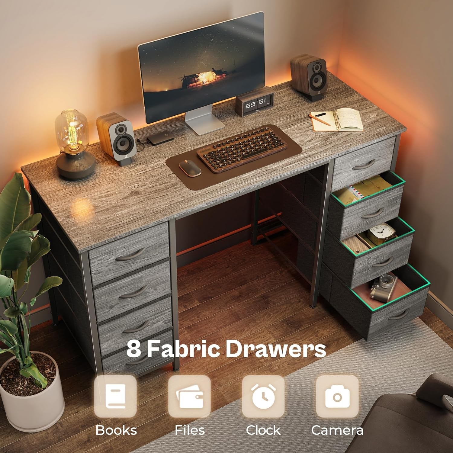 47-Inch Computer Desk With 8 Drawers For Home Office