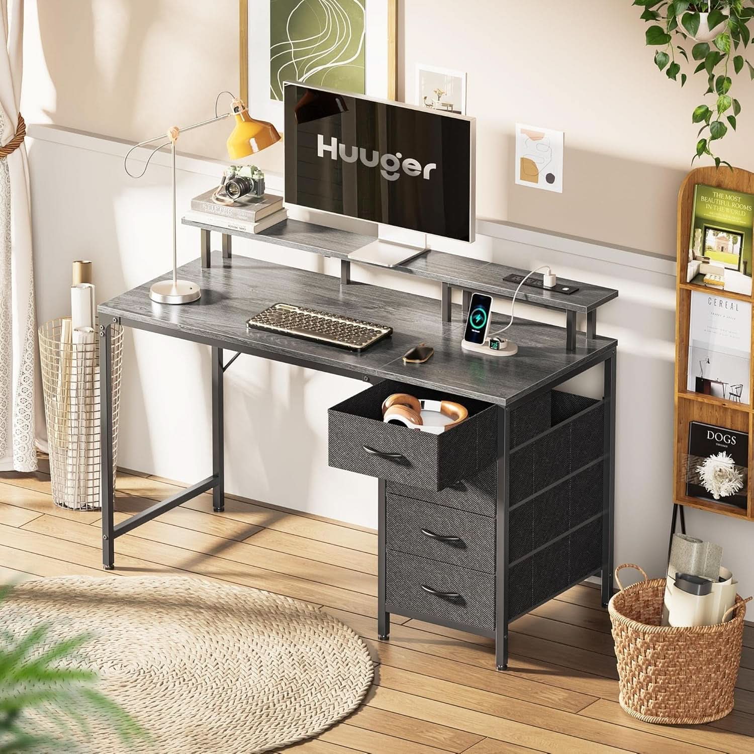 47 Inch Computer Desk With LED Lights For Home Office