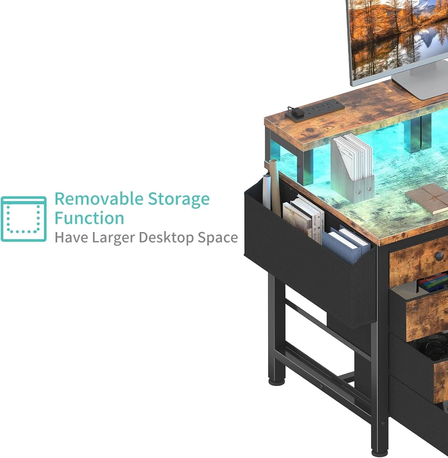 47 Inch Computer Desk With Monitor Stand For Home Office