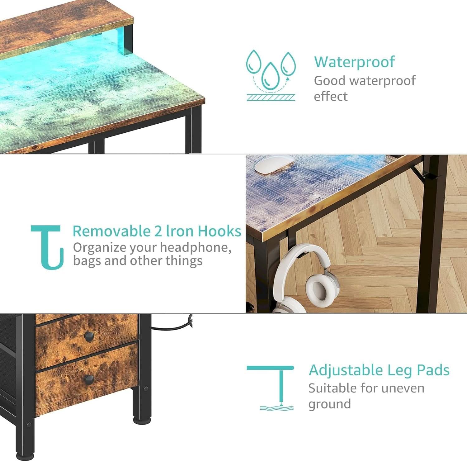 47 Inch Computer Desk With Monitor Stand For Home Office