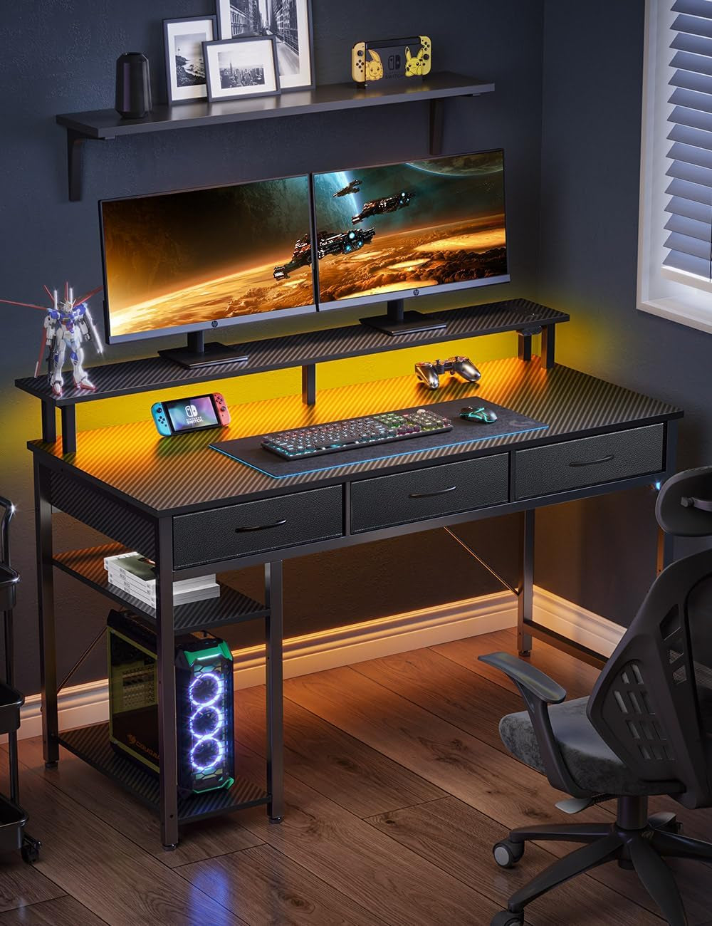 47 Inch Computer Desk With Power Outlets For Home Office