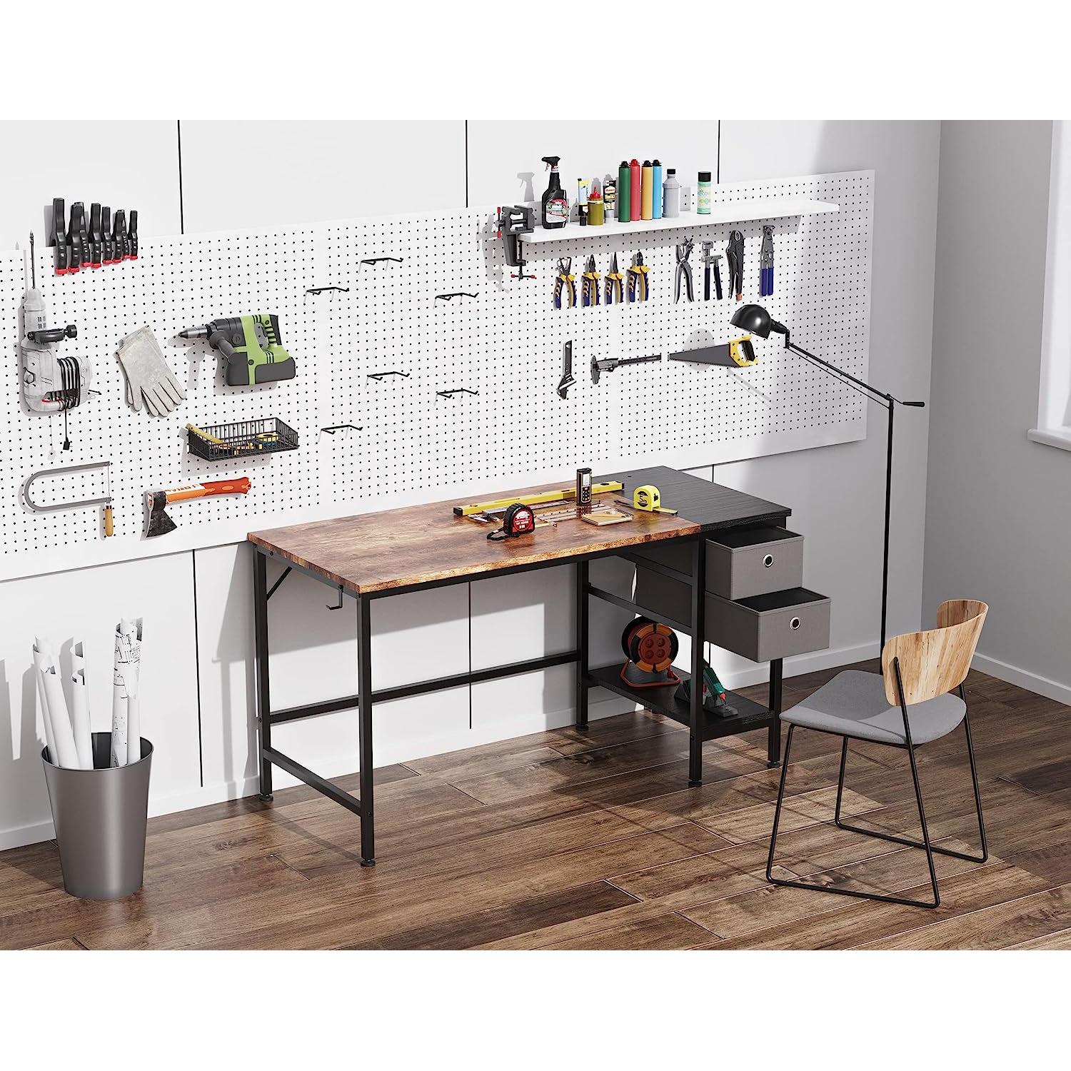 47 Inch Desk With Drawers And Shelves For Home Office