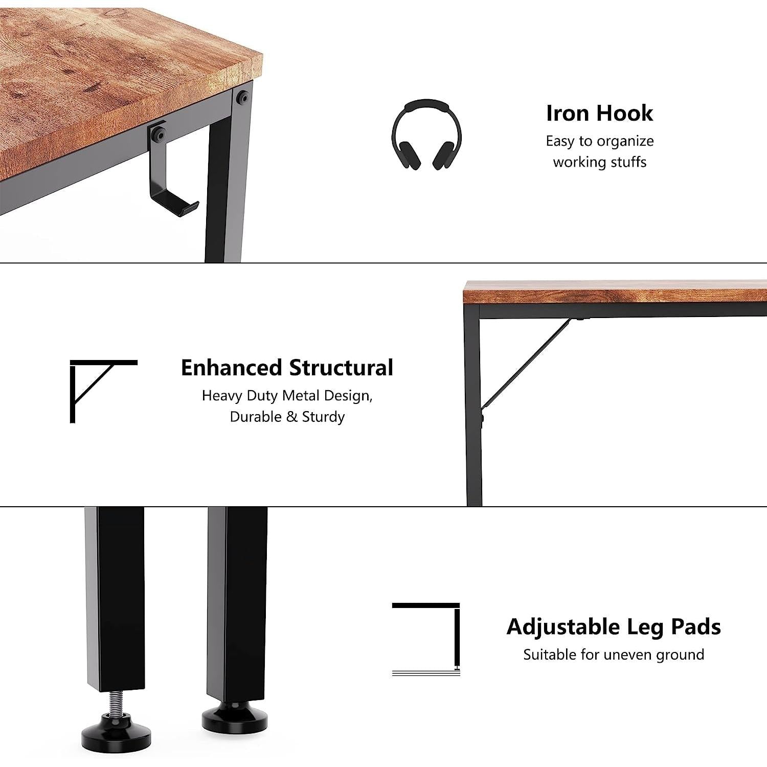 47 Inch Desk With Drawers And Shelves For Home Office