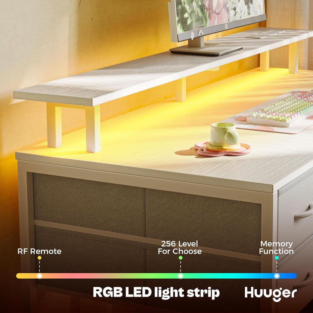47 Inch Gaming Desk With LED Lights For Home Office