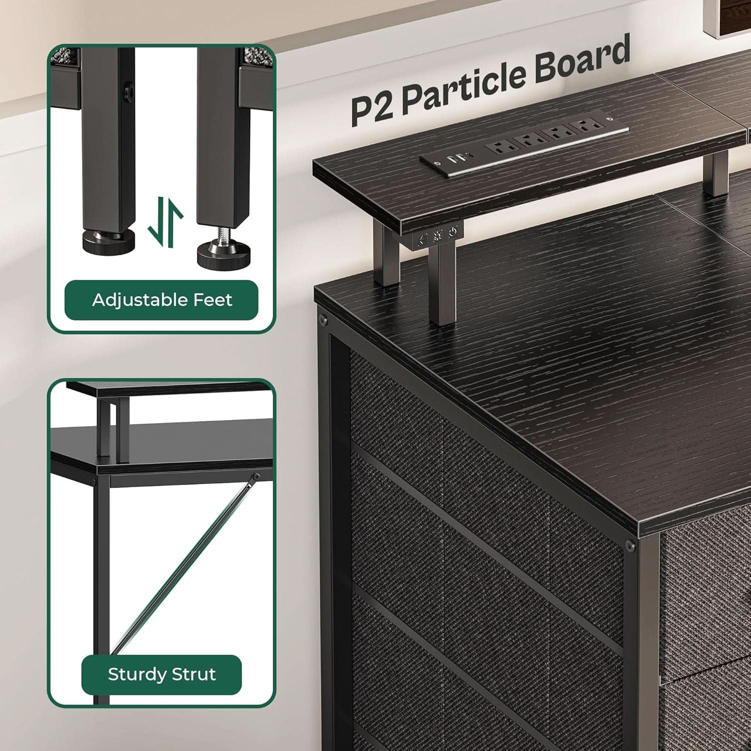 47 Inch Gaming Desk With LED Lights For Home Office