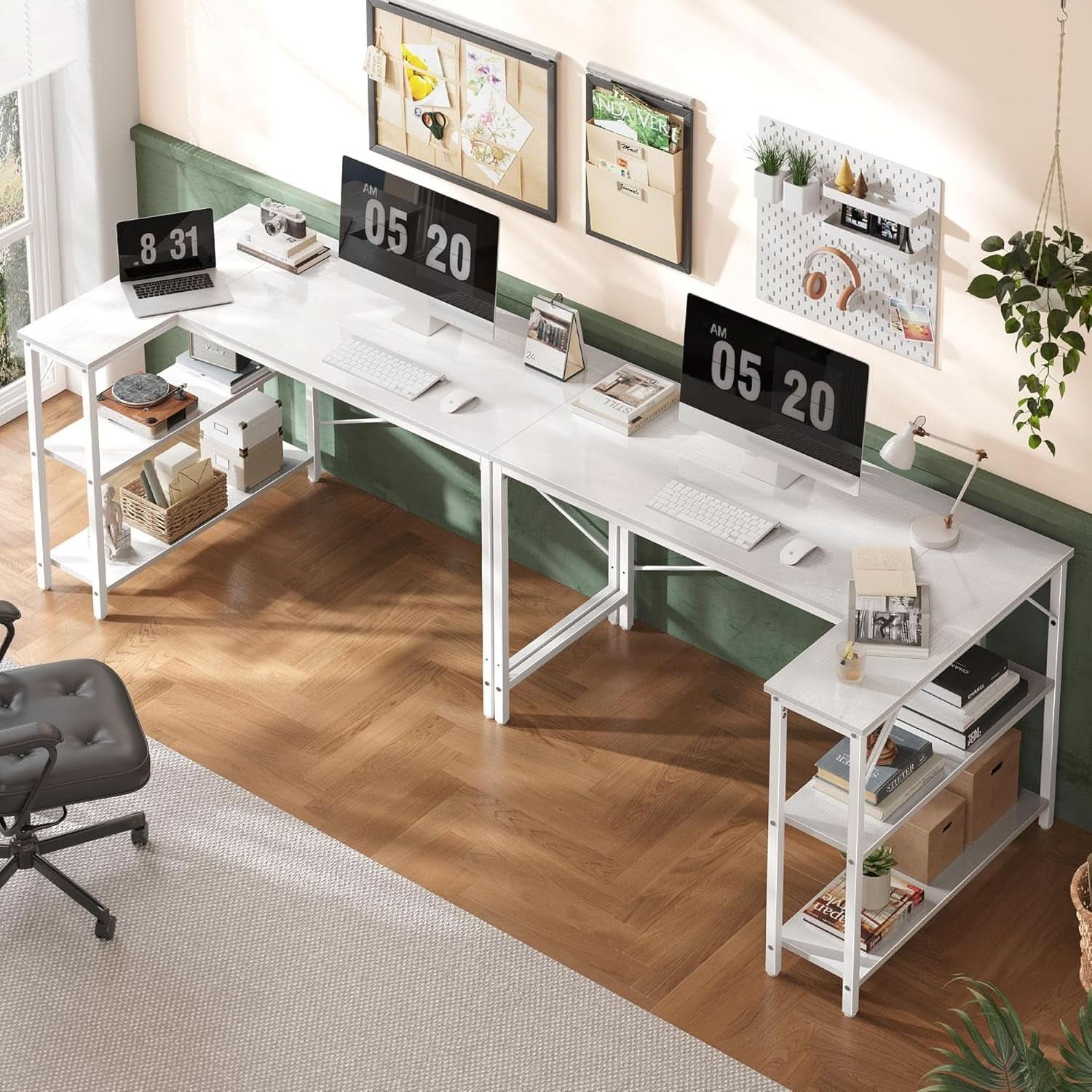 47 Inch L Shaped Computer Desk With Reversible Storage Shelves