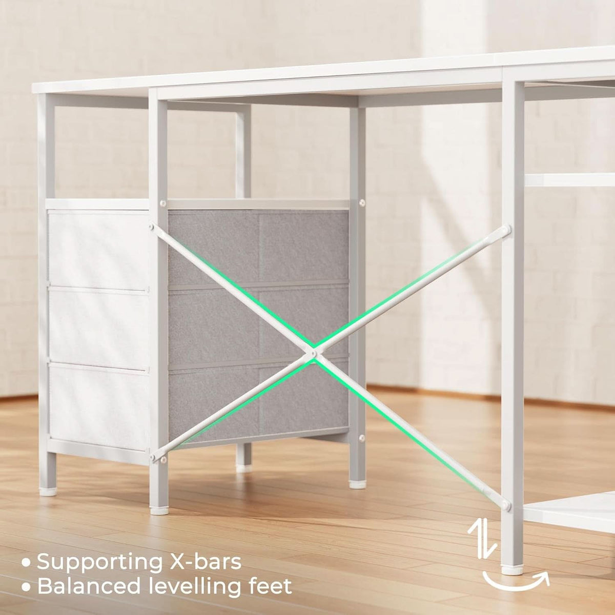 47 Inch L Shaped Desk With Power Outlets For Home Office