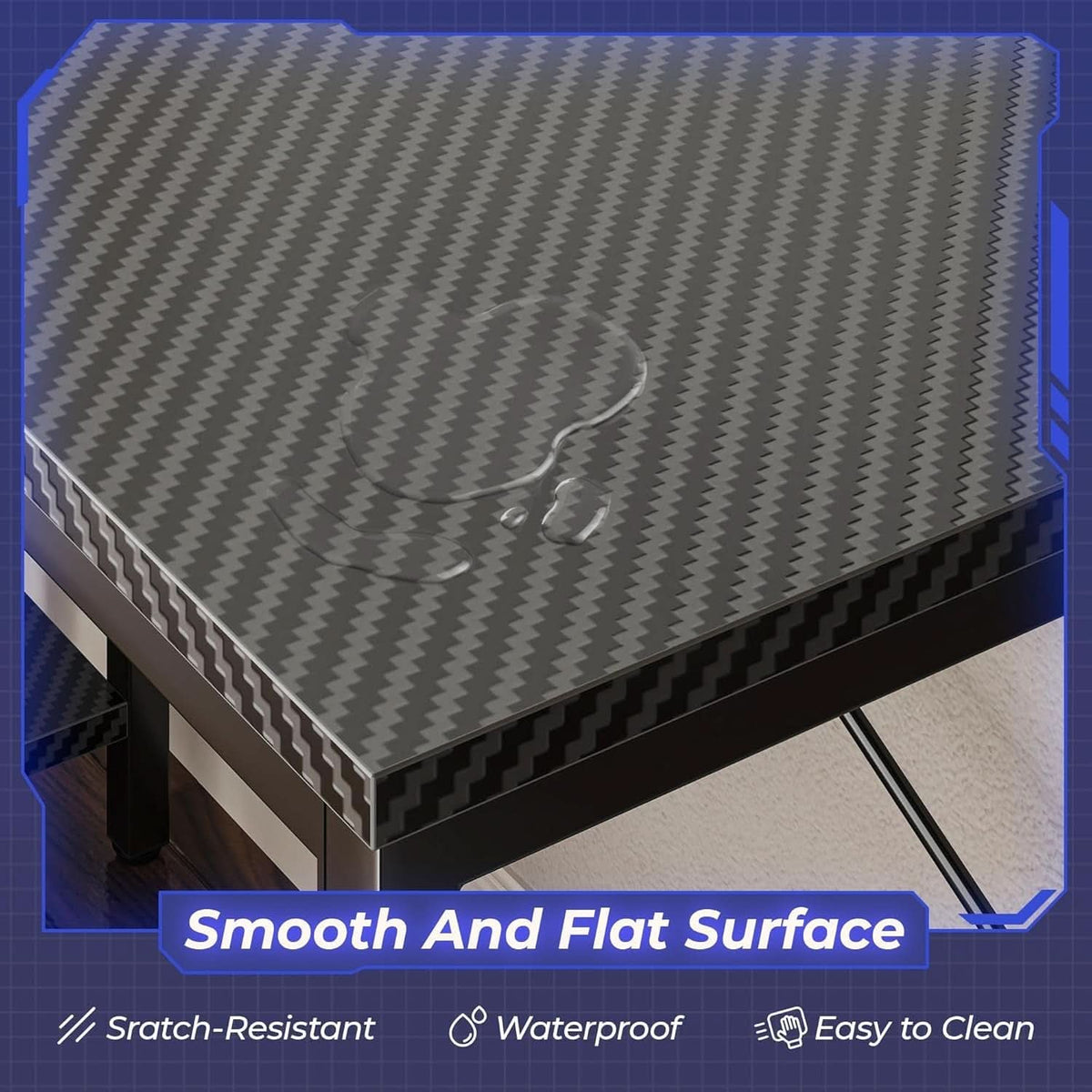 47 Inch L Shaped Desk With Reversible Shelves Carbon Fiber