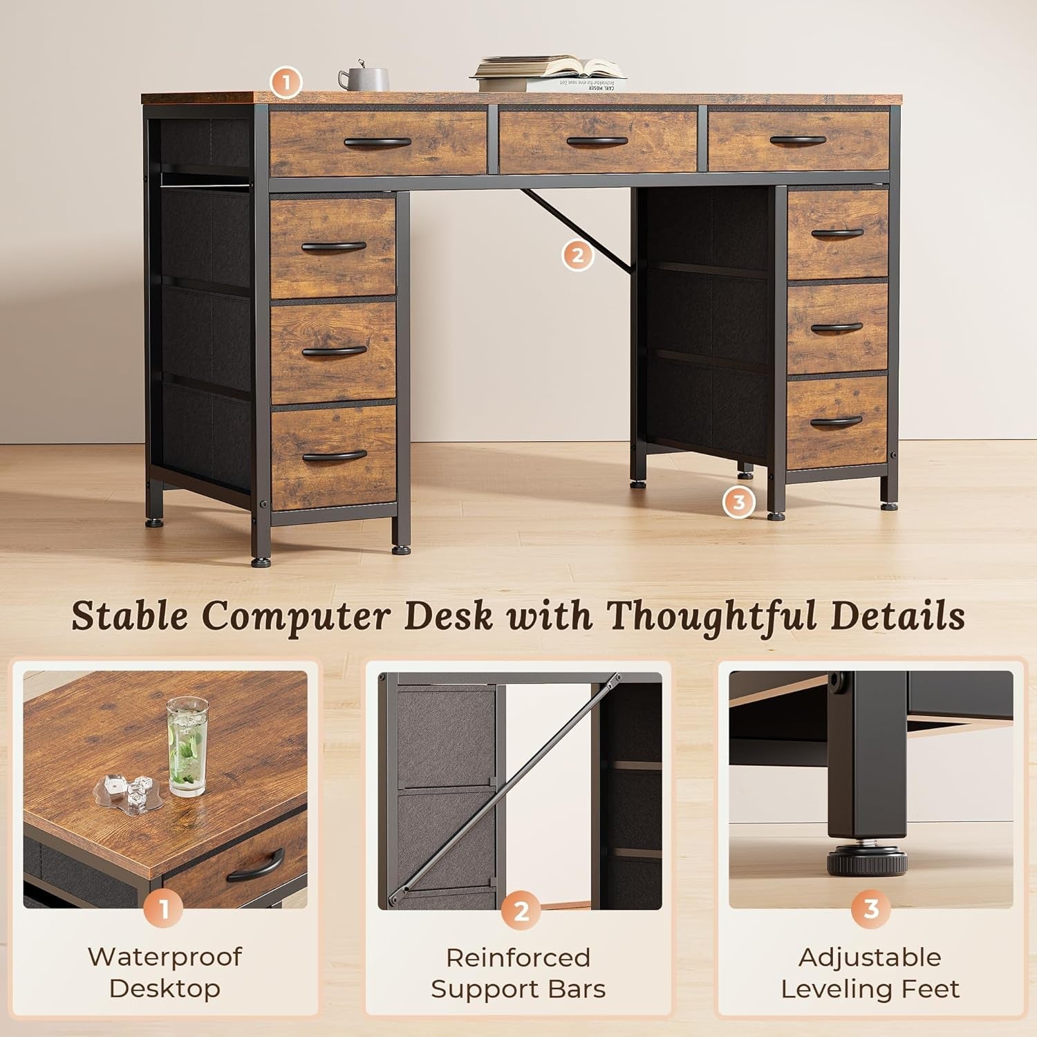 47 Inch Office Desk With USB Charging Outlets For Home Office