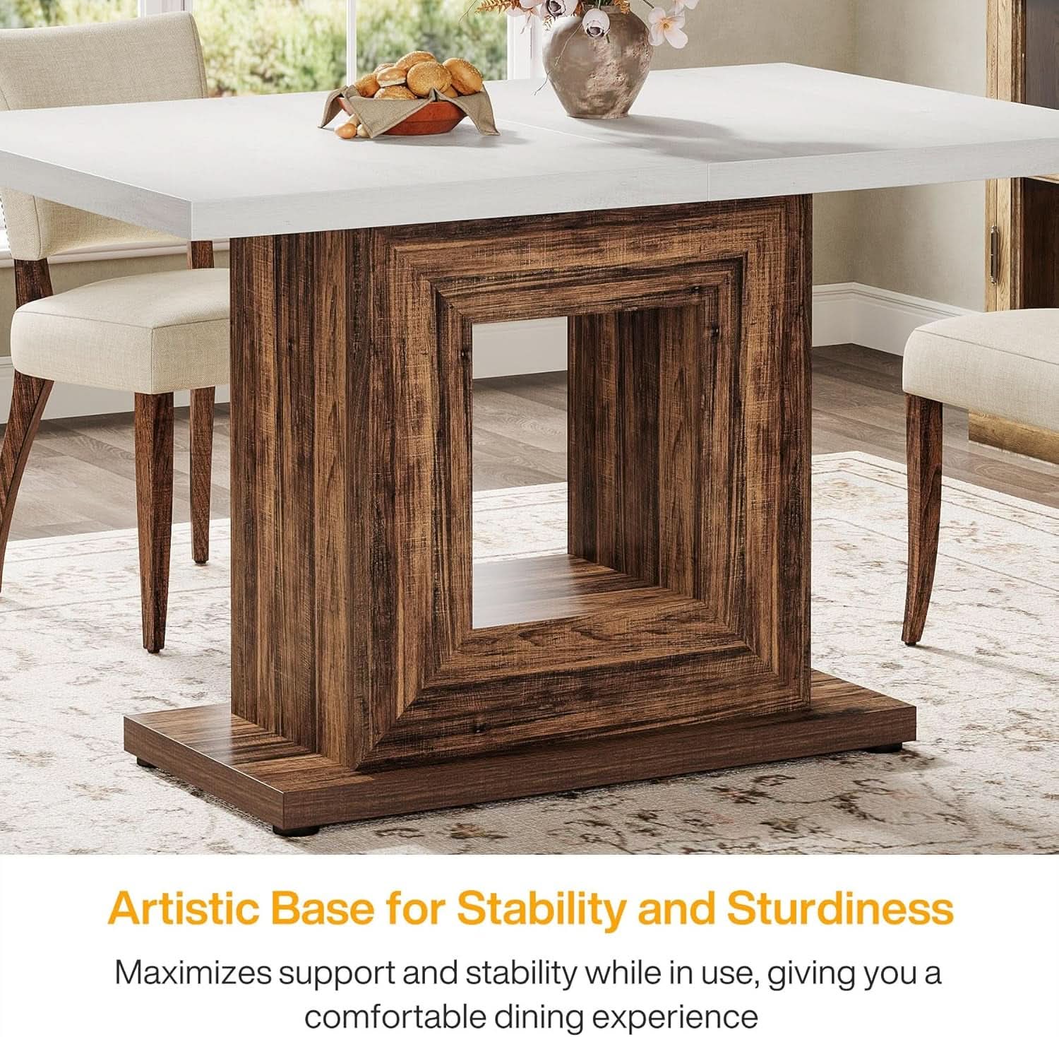47 Inch Pedestal Dining Table For Small Kitchen Use