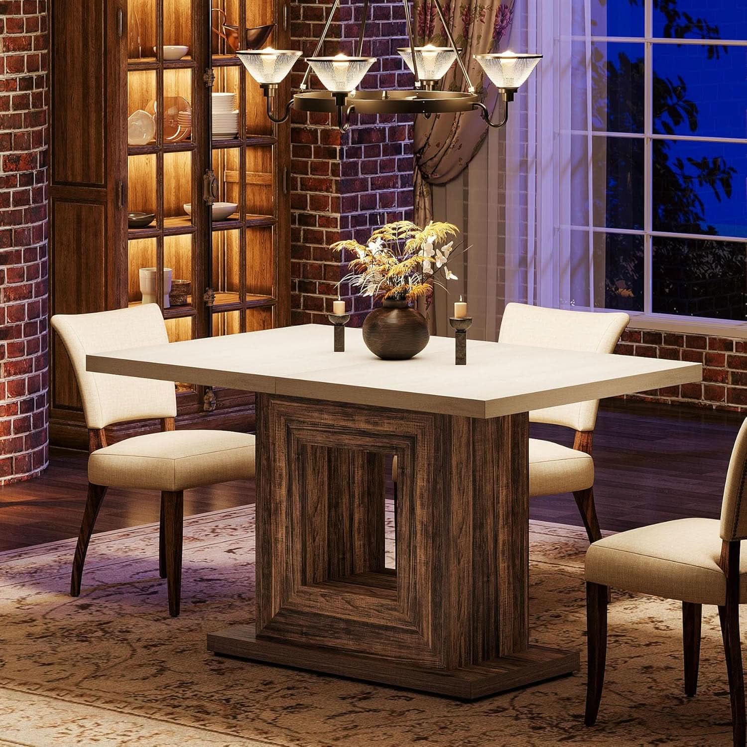 47 Inch Pedestal Dining Table For Small Kitchen Use