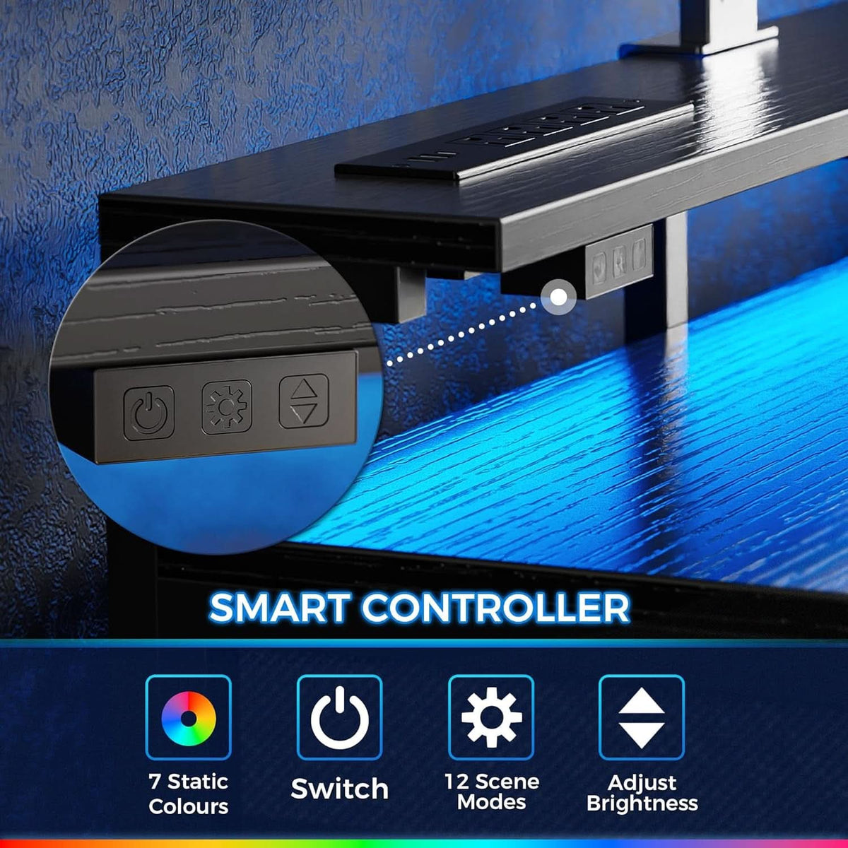 47 Inch RGB Gaming Desk For Home Office And Gaming Setup