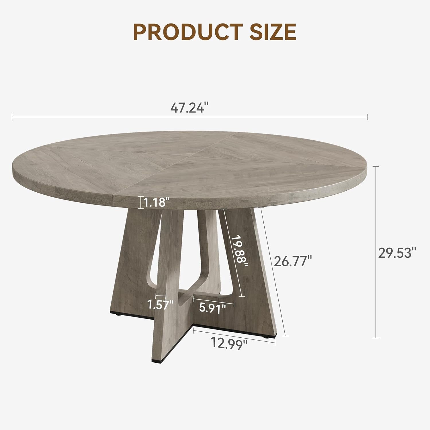 47 Inch Round Dining Table Set Slate Grey Finish Ultra