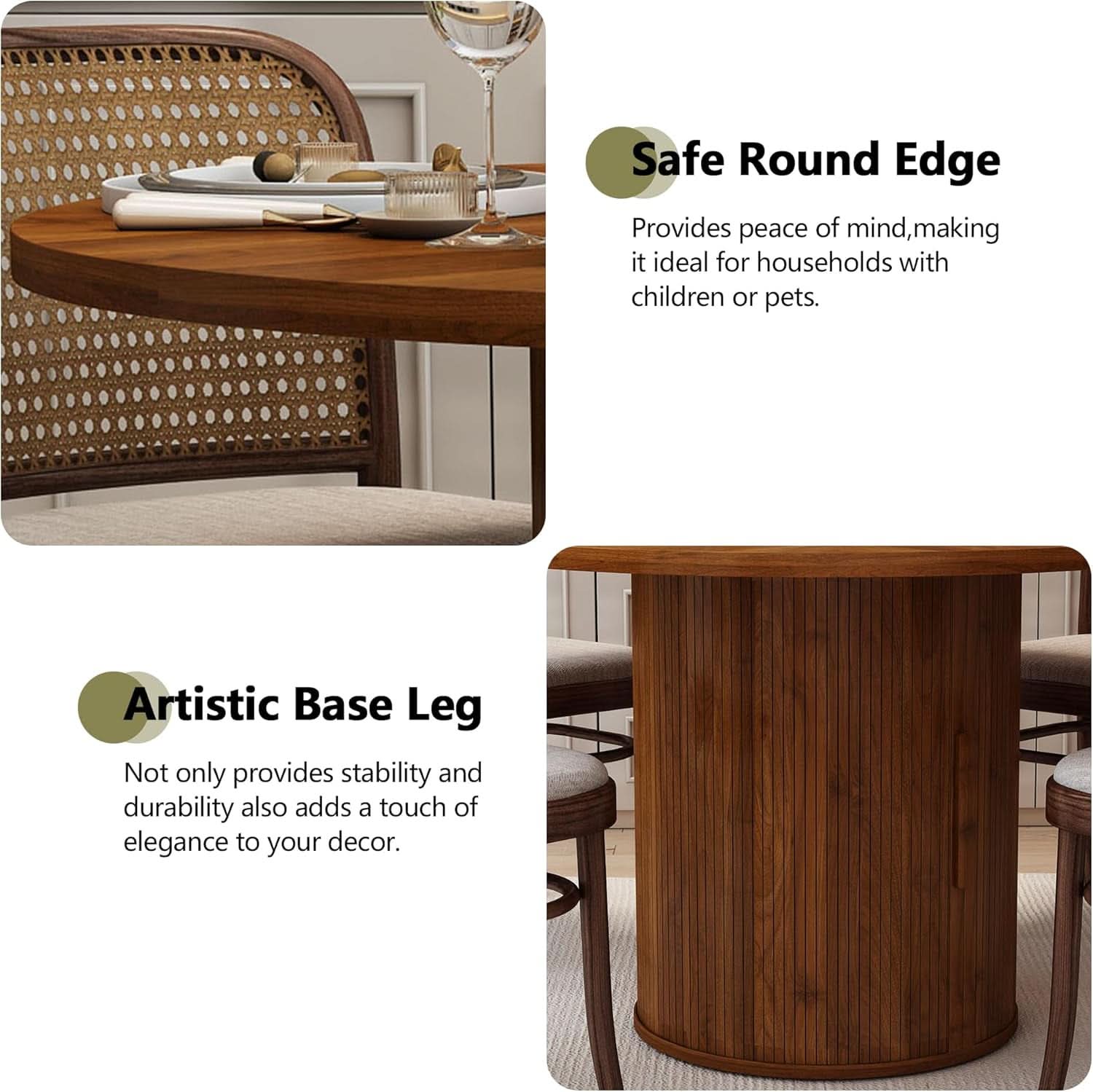 47 Inch Round Dining Table With Walnut Finish And Two Layer Storage Shelf