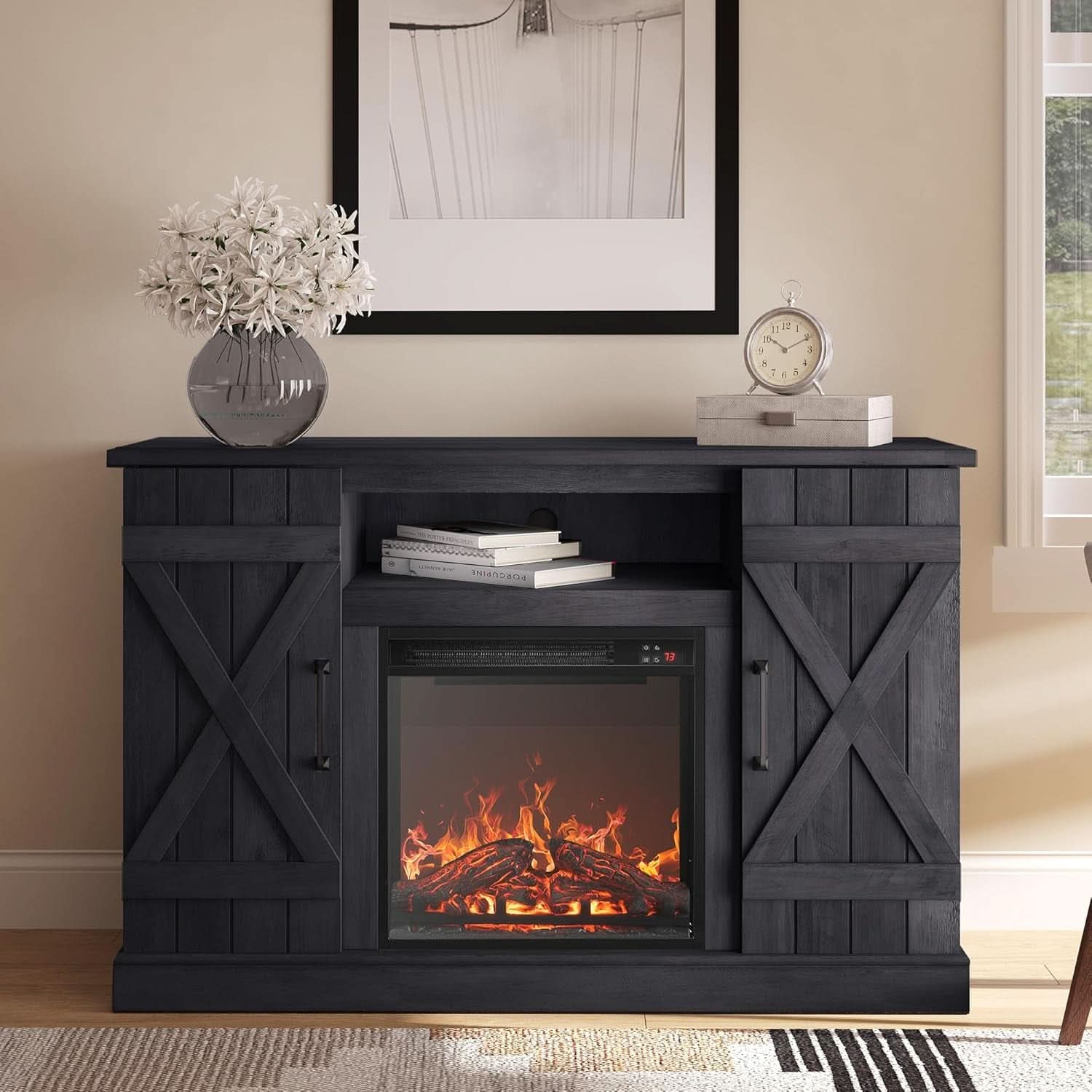 47 Inch Rustic Grey Fireplace TV Stand For 50 Inch TV
