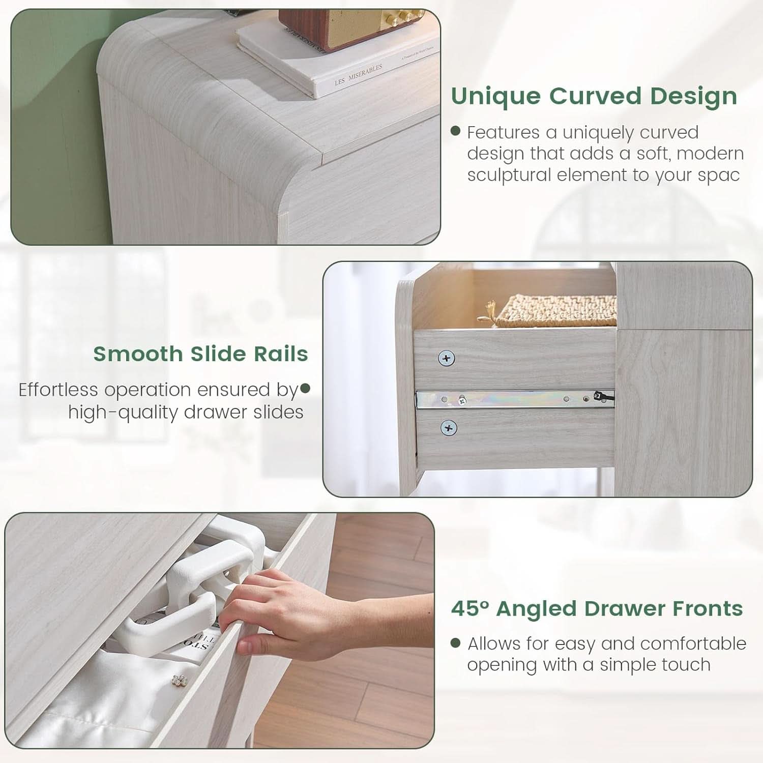 47 Inch White Dresser With Six Drawers Anti Tip Design