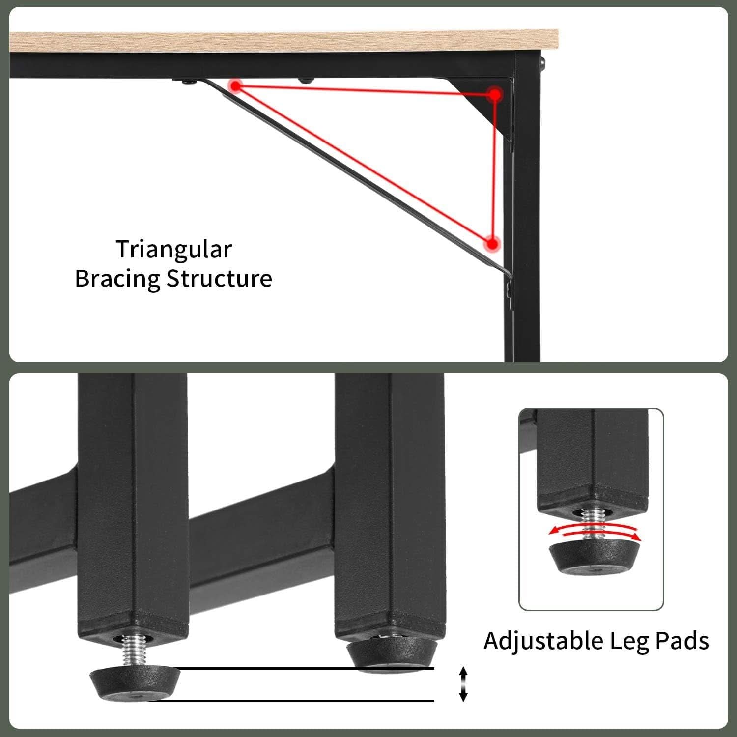 47.2-Inch Computer Desk With Metal Frame For Home Office