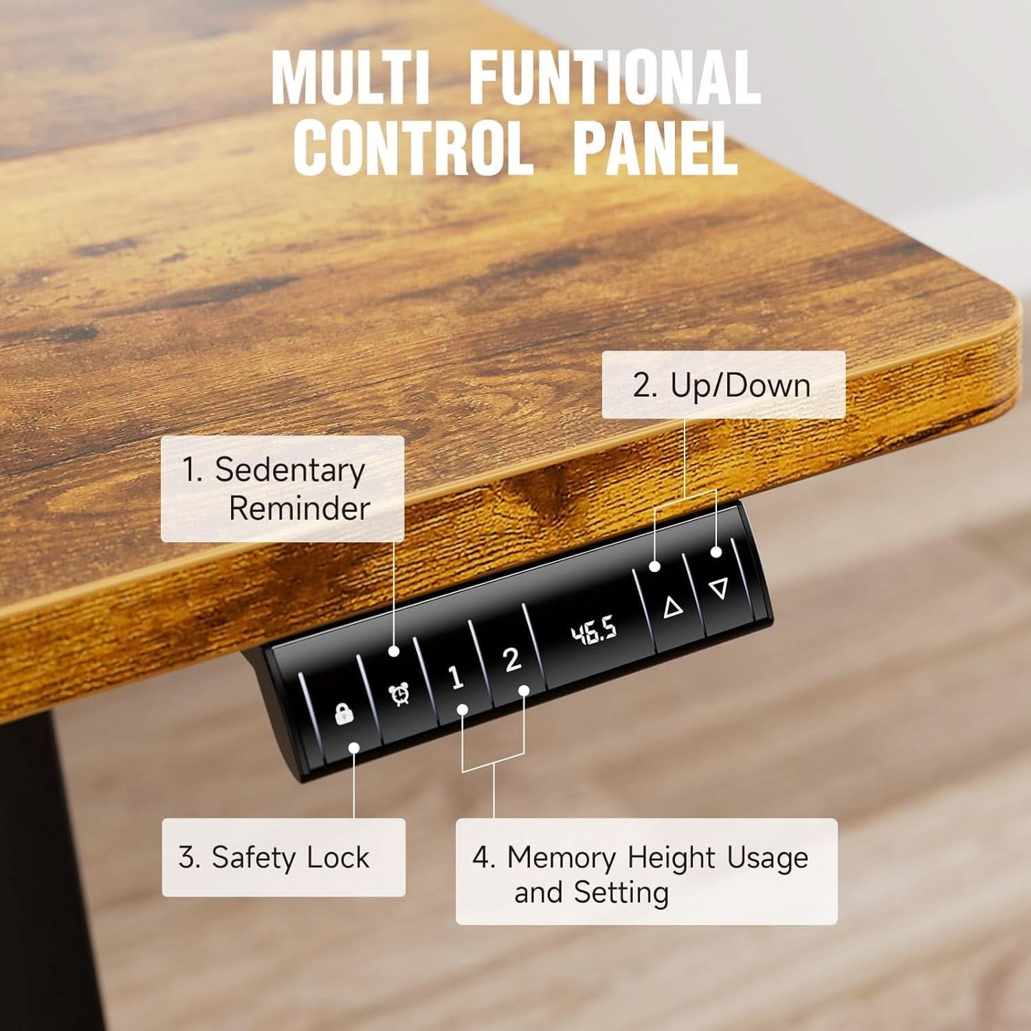 47.2 Inch Electric Standing Desk Wood Desktop Brown