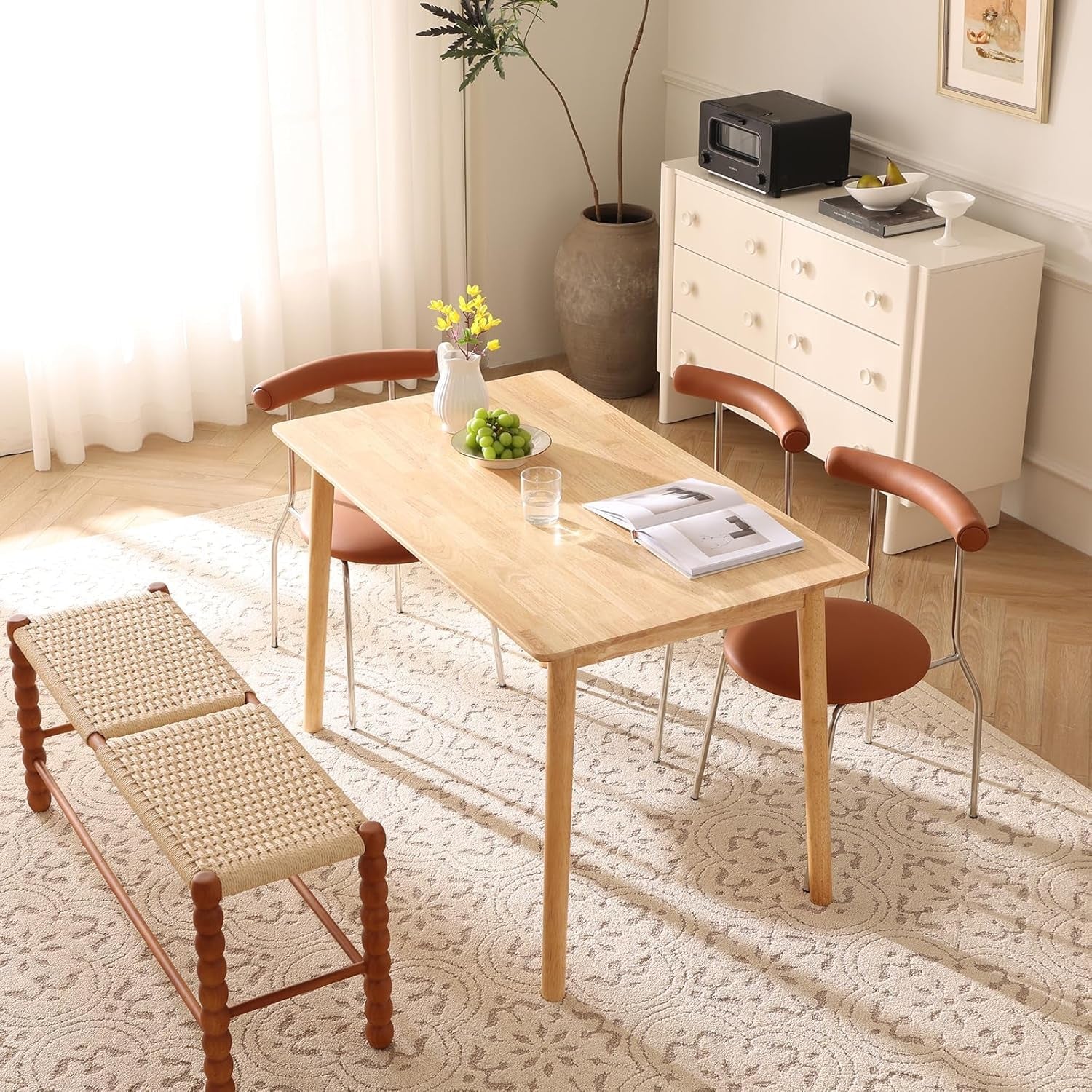 47.2 Inch Solid Wood Dining Table Mid Century Modern