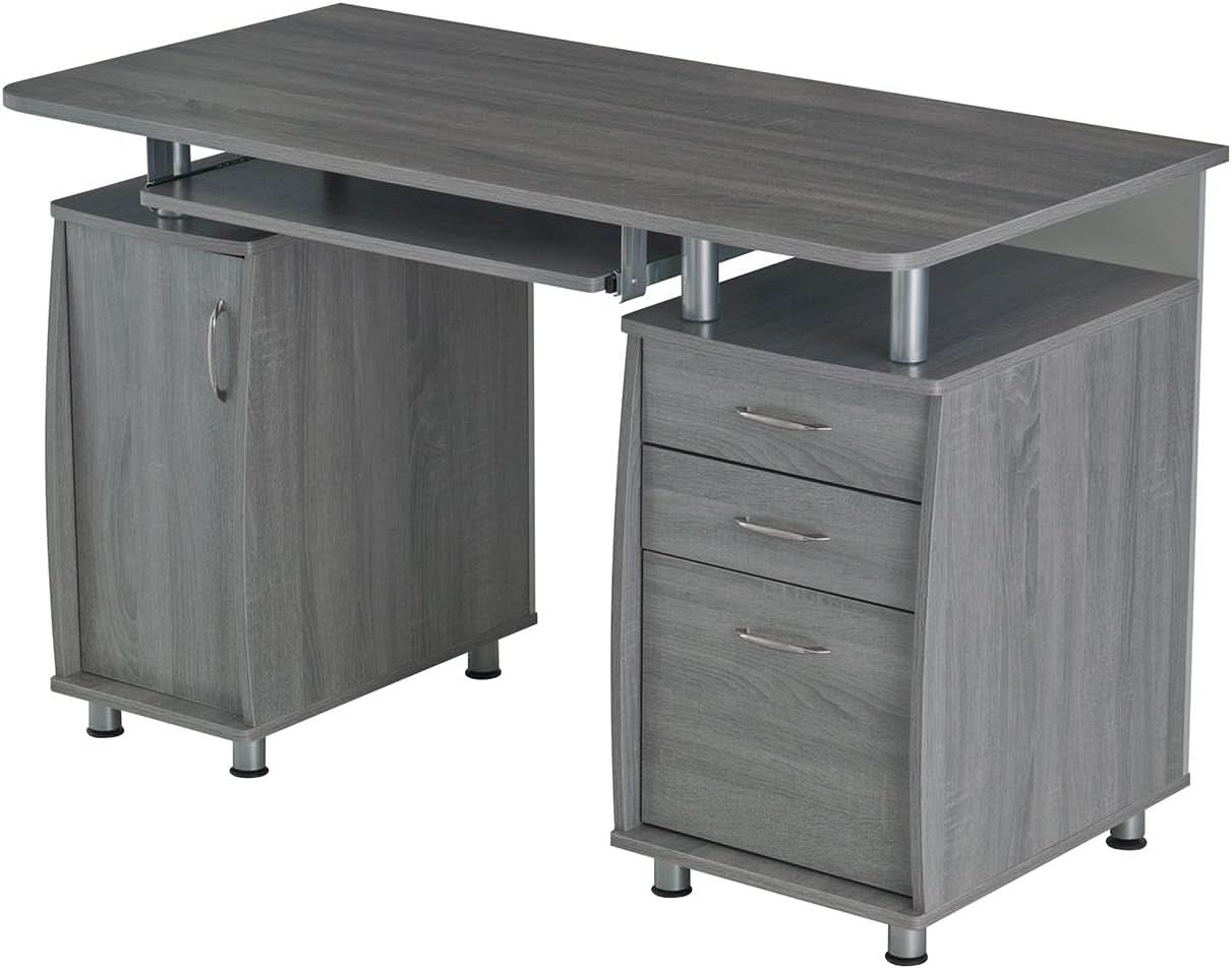 47.5 Inch Computer Desk Keyboard Tray File Cabinet