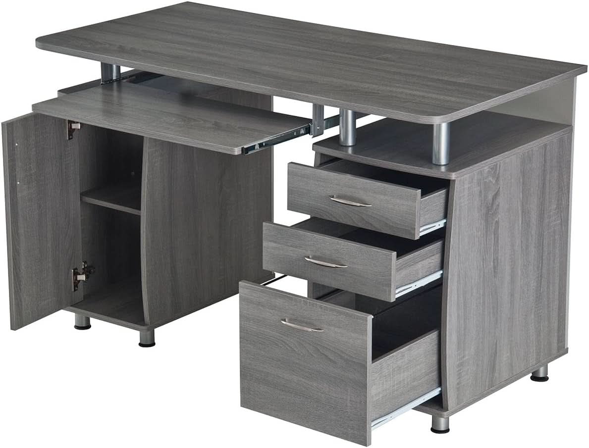 47.5 Inch Computer Desk Keyboard Tray File Cabinet