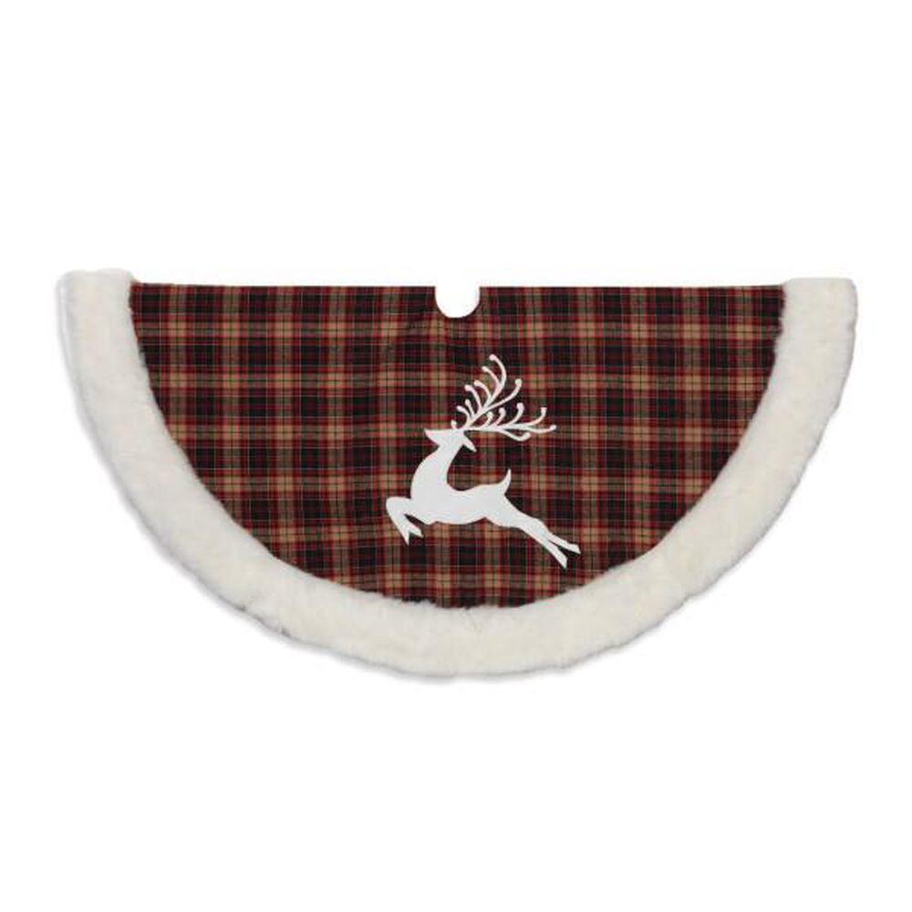 48" Buffalo & Deer Plaid Tree Skirt in Red