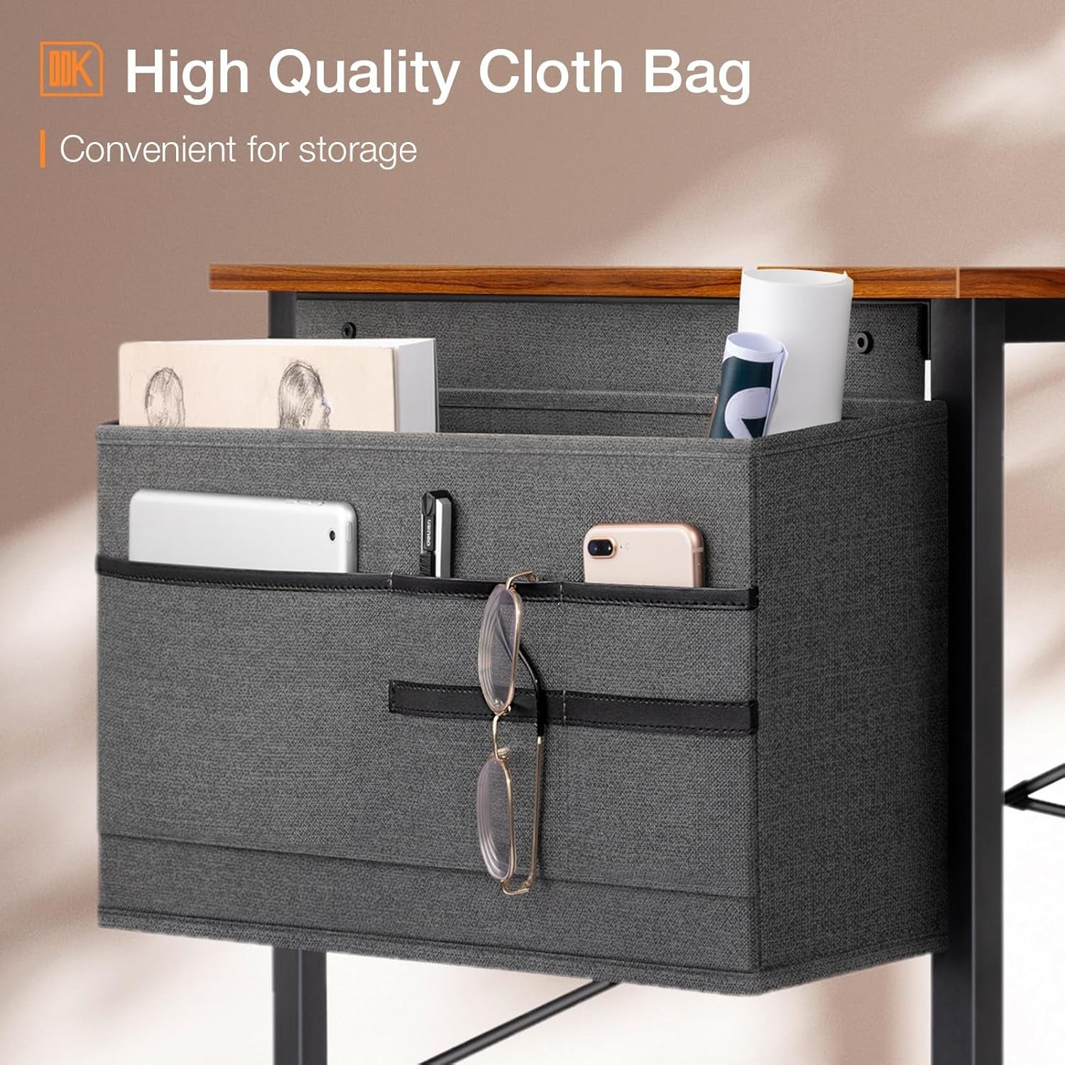 48 Inch Brown Gaming Desk With Storage And Headphone Hook