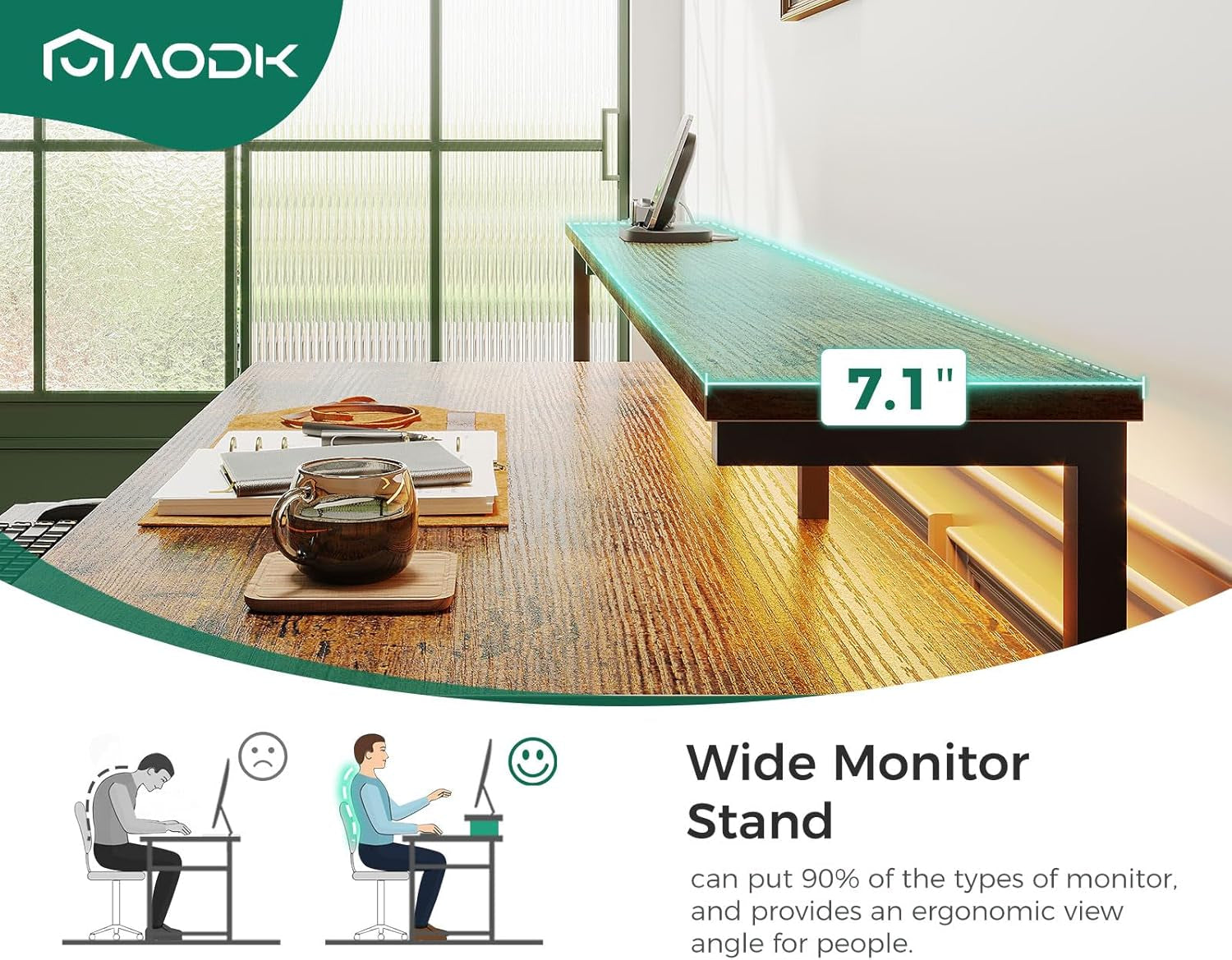 48 Inch Computer Desk With USB Ports And LED Light