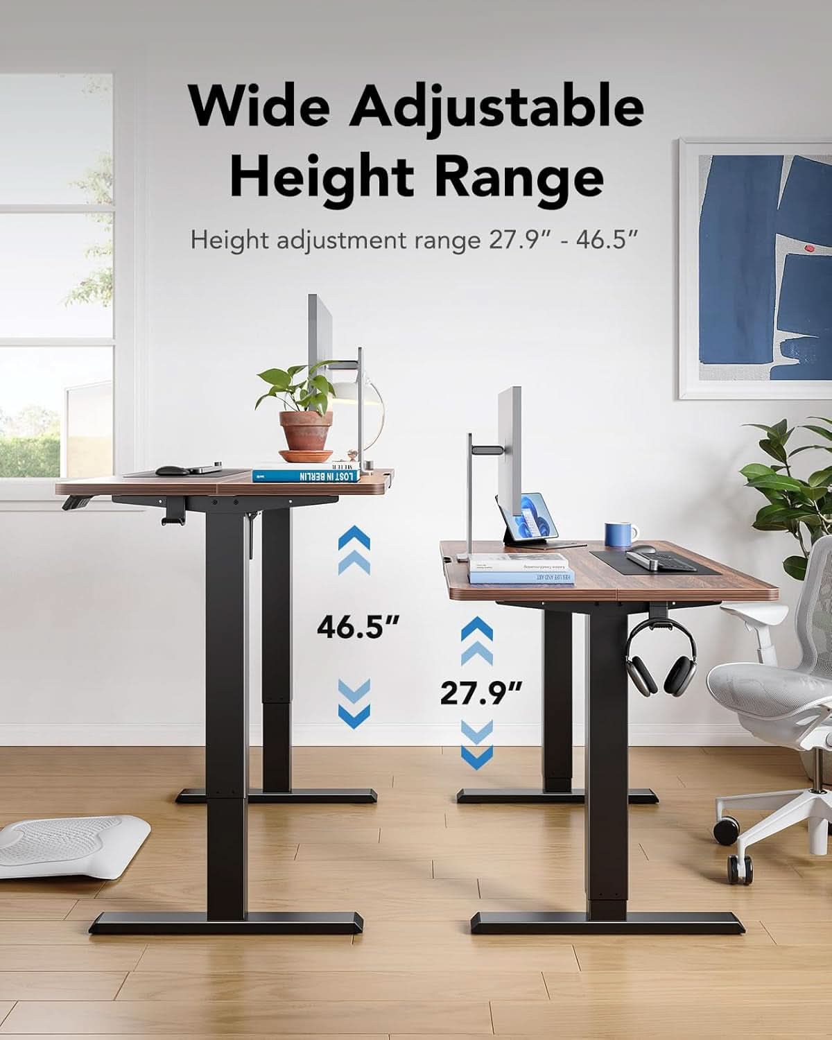 48 Inch Electric Standing Desk With Adjustable Height And Memory Settings