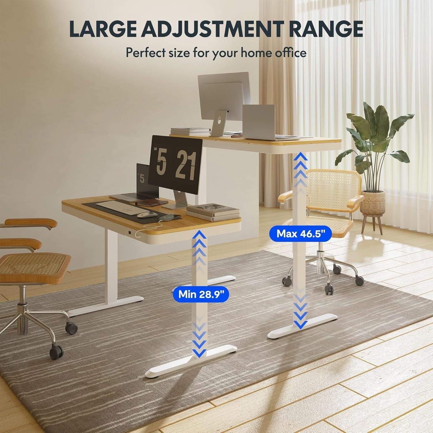 48 Inch Electric Standing Desk With USB Port And Drawers