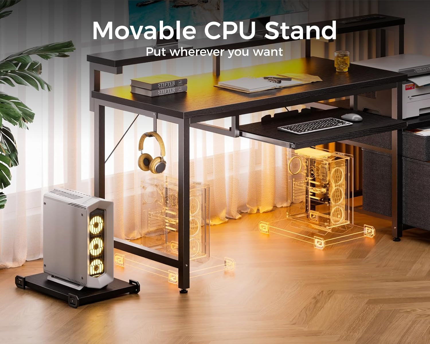 48 Inch LED Gaming Desk With Power Outlets