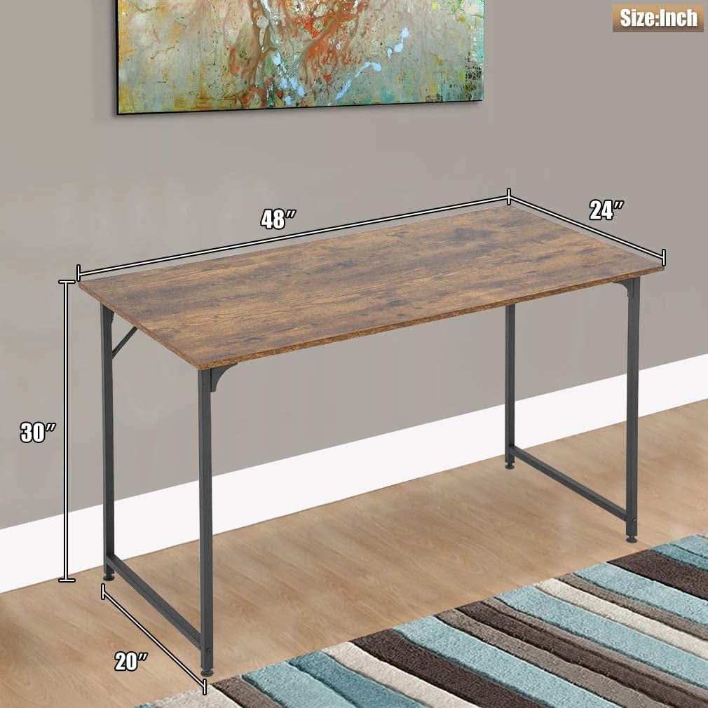 48 Inch Modern Black Computer Desk For Small Spaces