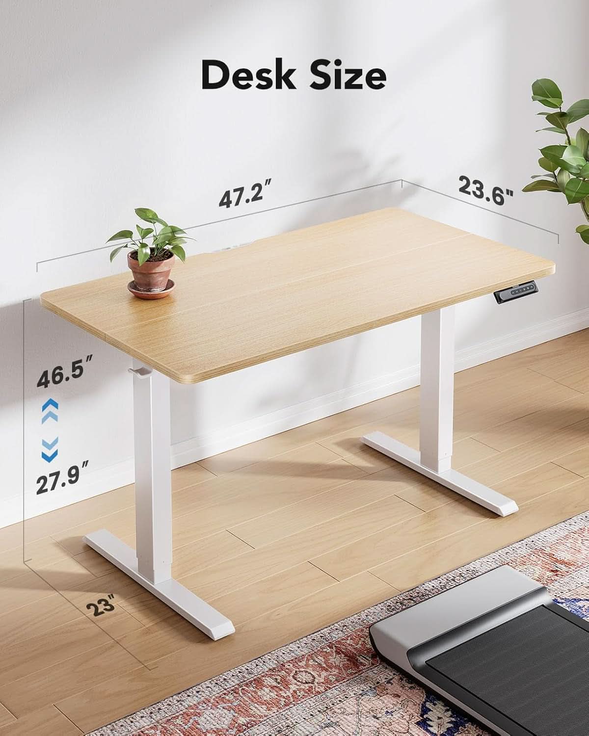 48 Inch Natural Electric Standing Desk With Memory Presets