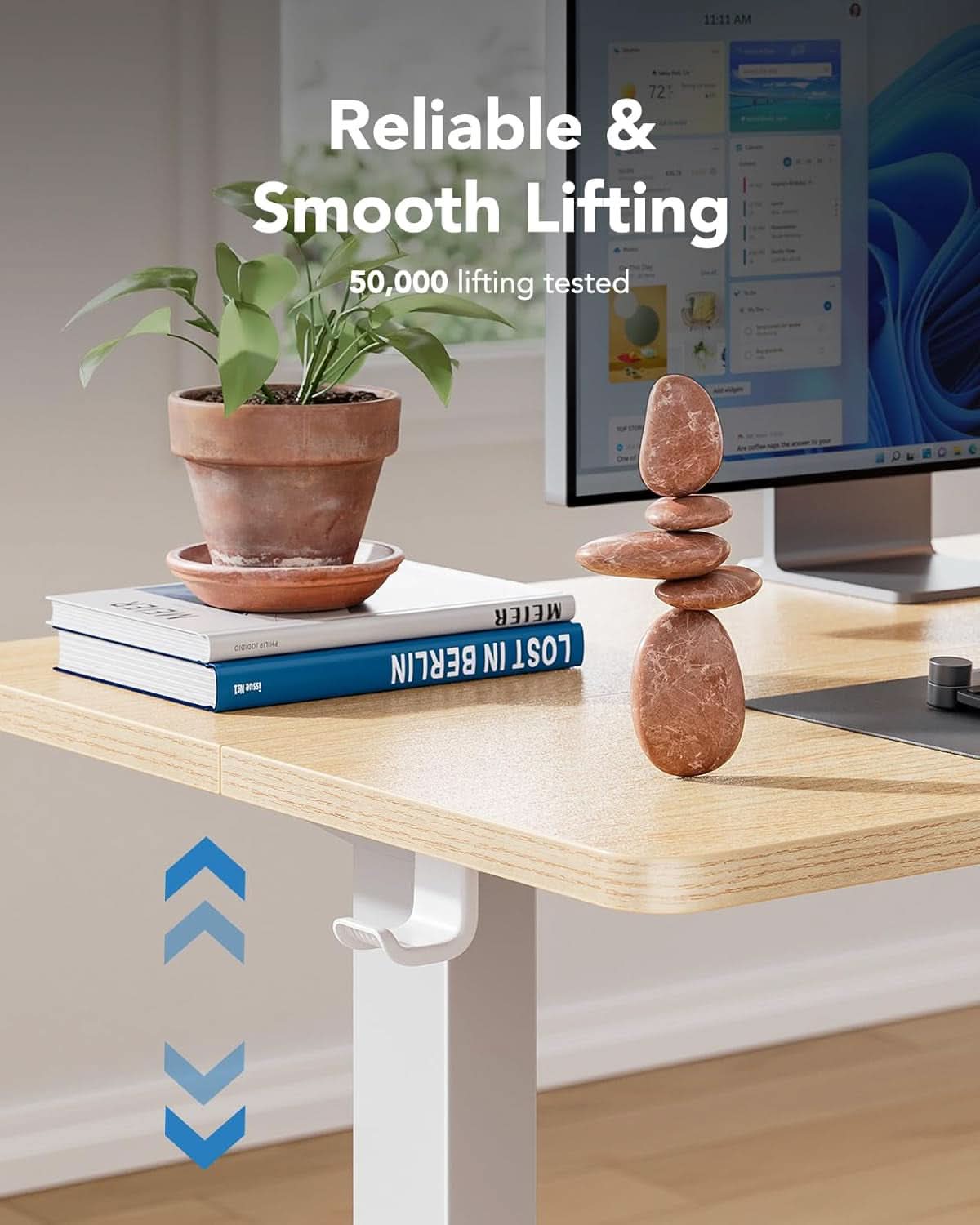 48 Inch Natural Electric Standing Desk With Memory Presets