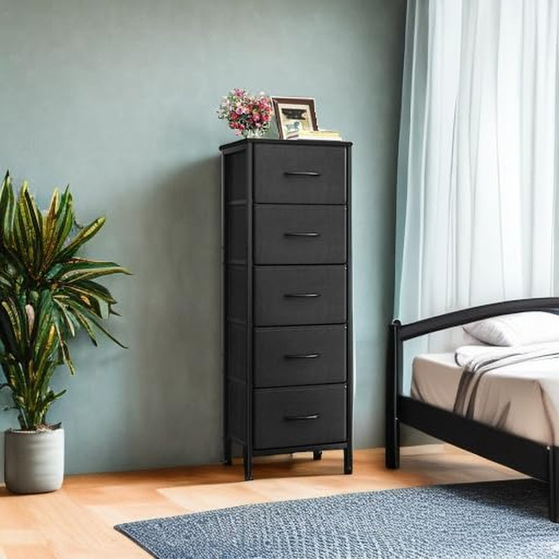 48 Inch Tall Dresser With 5 Drawers Black Metal Frame