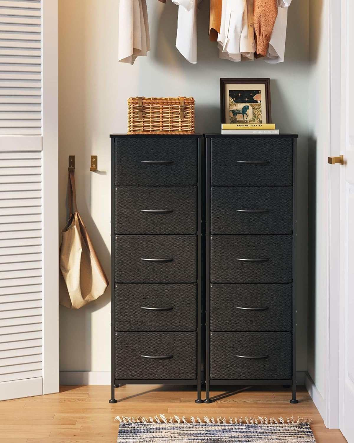 48 Inch Tall Dresser With 5 Drawers Black Metal Frame