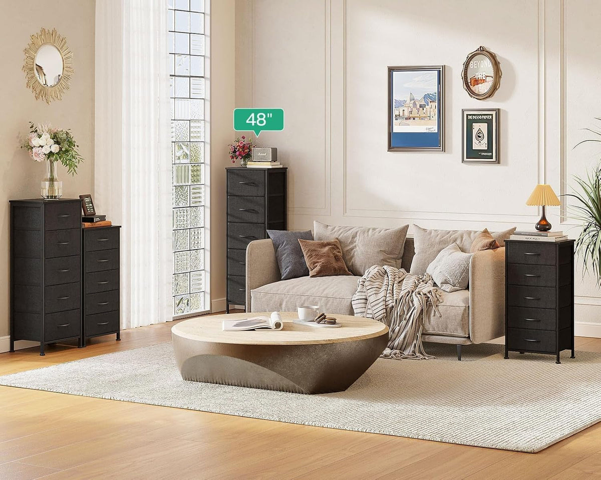 48 Inch Tall Dresser With 5 Drawers Black Metal Frame